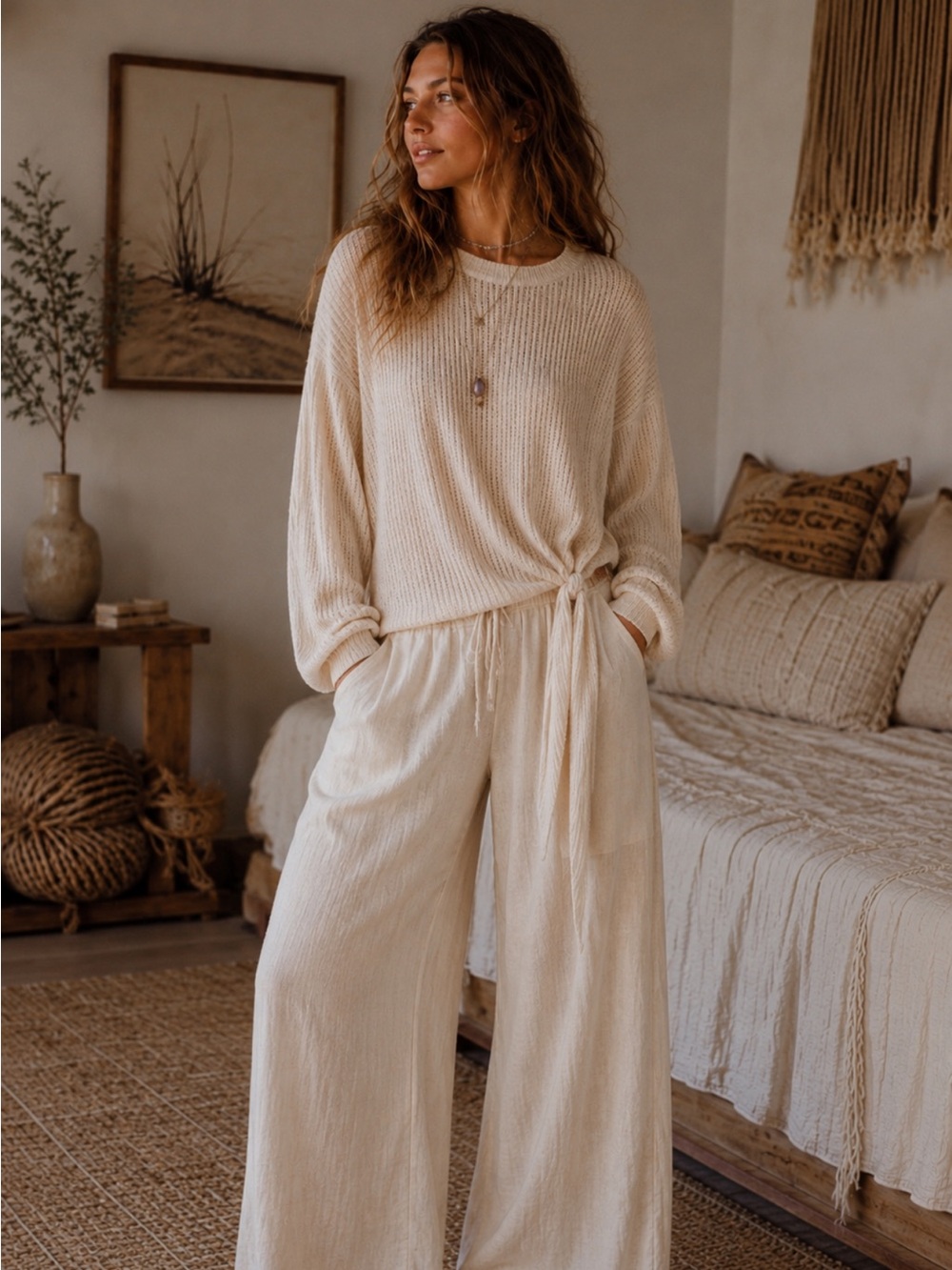 Free people Beach sweater with side long ties